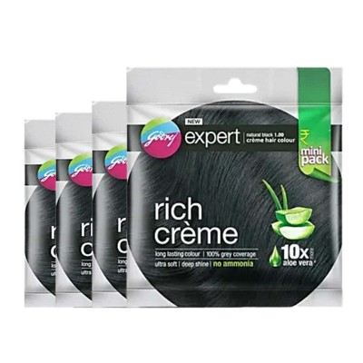 Godrej Expert Rich Creme AloeVera Hair Colour Natural Black (Pack of 4) 24ml