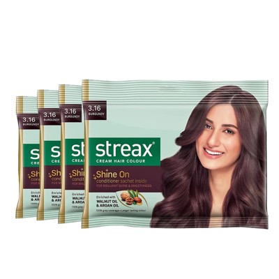 Streax Cream Hair Colour (Pack of 4) 45ml